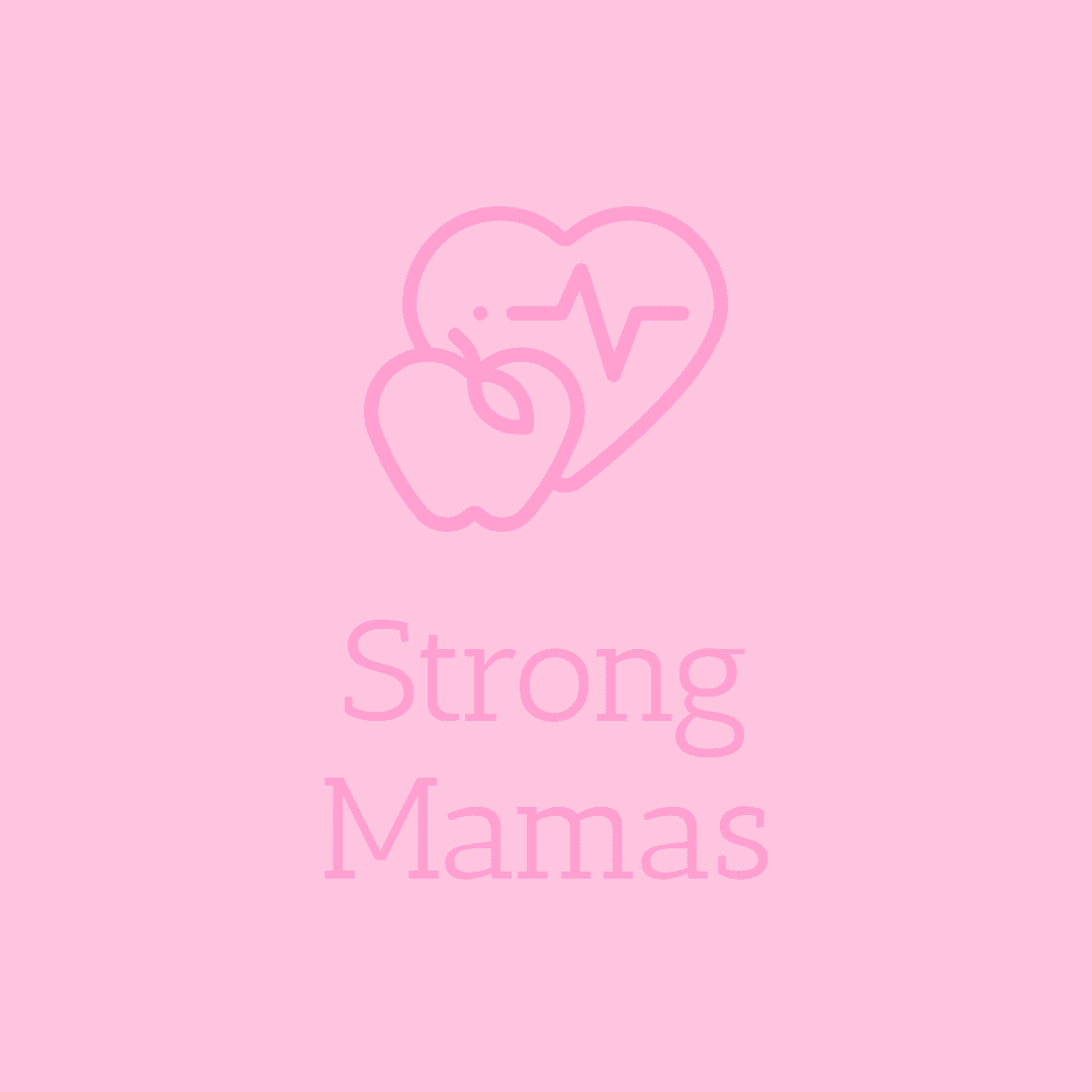 A pink heart with the words strong mamas written in it.
